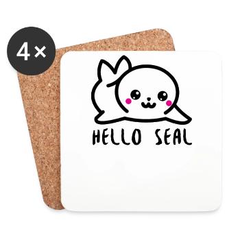 Bonjour Seal - Dessous de verre (lot de 4) - blanc - Devant