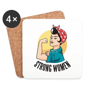 strong women Starke Frau Frauen - Untersetzer (4er-Set) - Weiß - Vorne