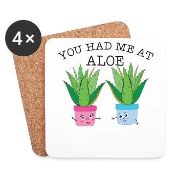 You Had Me At Aloe Herb Pun - Coasters (set of 4) - white - Front