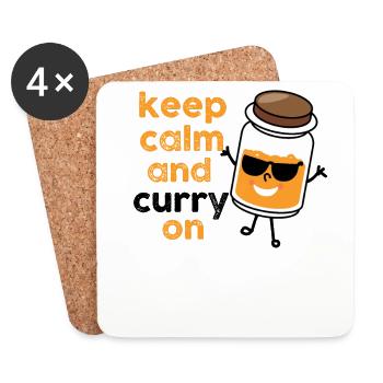 Keep Calm And Curry On Herb Pun - Untersetzer (4er-Set) - Weiß - Vorne