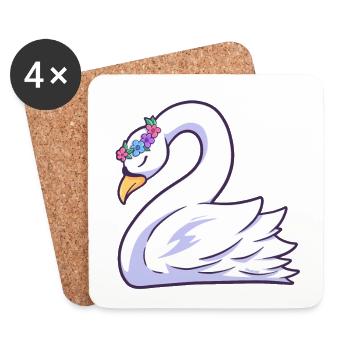 Schwan - Untersetzer (4er-Set) - Weiß - Vorne