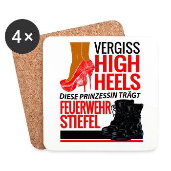 Prinzessin Frau Feuerwehr Stiefel High Heels - Untersetzer (4er-Set) - Weiß - Vorne