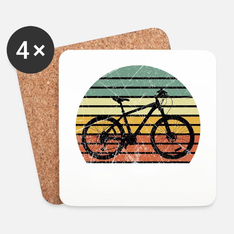 Roue de vélo cyclisme cadeau de cyclisme rétro - Dessous de verre (lot de 4) - blanc