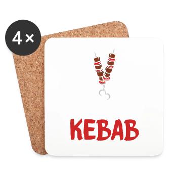 I love Kebab Cadeau pour Döner Freunde &Food Fan - Dessous de verre (lot de 4) - blanc - Devant