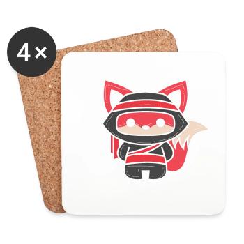 Ninja Fox Gift for Shinobi Foxes & Ninjas - Coasters (set of 4) - white - Front