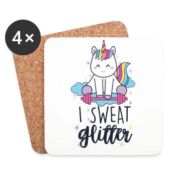 I Sweat Glitter Unicorn Workout Weightlifting Gym - Untersetzer (4er-Set) - Weiß - Vorne