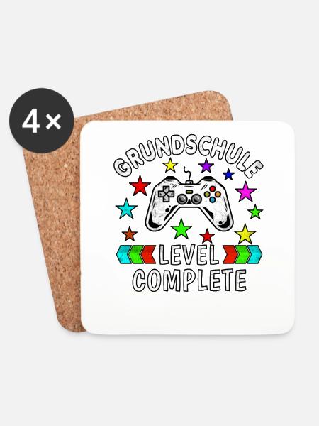 Grundschule Abschluss Grundschule Level Complete - Untersetzer (4er-Set) - Weiß