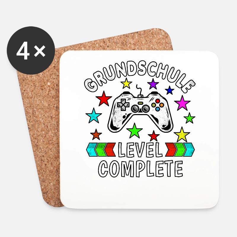 Grundschule Abschluss Grundschule Level Complete - Untersetzer (4er-Set) - Weiß