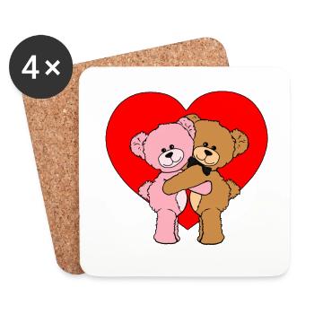 Coeur ours cadeau pour le cœur des ours amoureux - Dessous de verre (lot de 4) - blanc - Devant