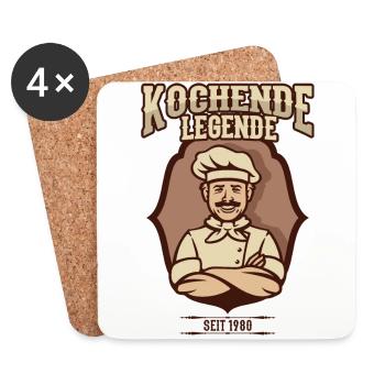 Anniversaire Légende Du Cuisinier 1980 40 Ans - Dessous de verre (lot de 4) - blanc - Devant