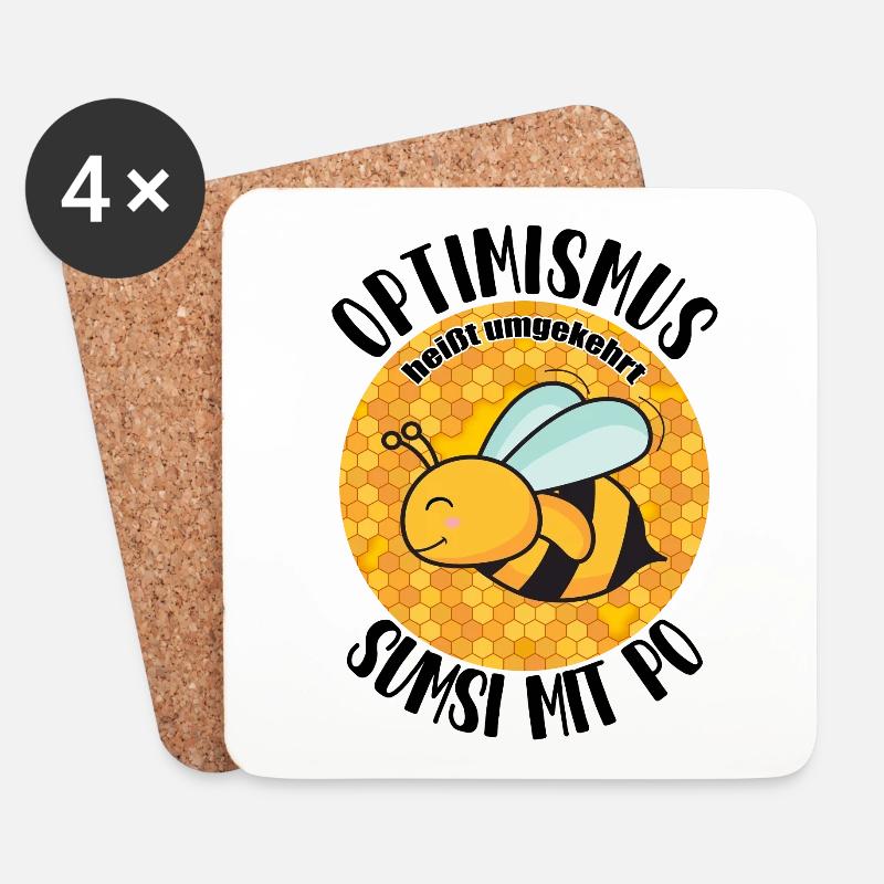 Optimist Sumsi mit Po Biene Honig Imker - Untersetzer (4er-Set) - Weiß