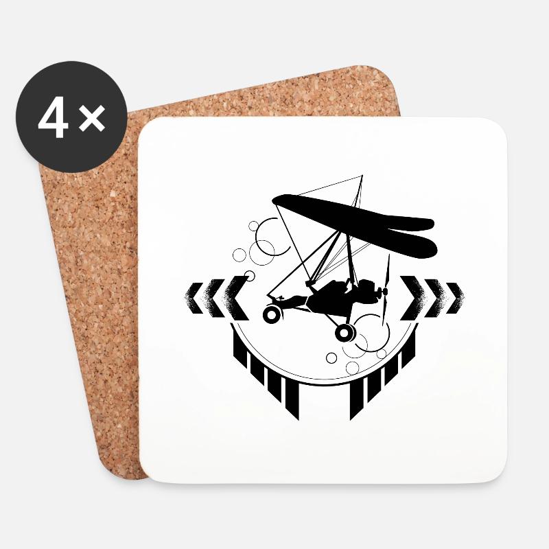 Ultraleichtflugzeug - Untersetzer (4er-Set) - Weiß