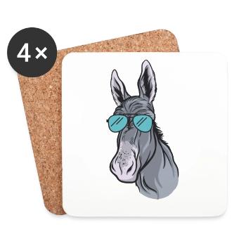 Lustiger Esel mit cooler Sonnenbrille Muli - Untersetzer (4er-Set) - Weiß - Vorne