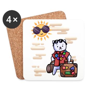 Valise de vacances chat paradis - Dessous de verre (lot de 4) - blanc - Devant