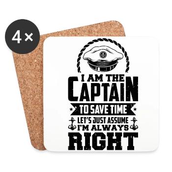I'm The Captain I'm Always Right Motor Boating - Coasters (set of 4) - white - Front