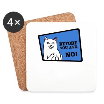 Chat drôle comme cadeau pour les amis et connaissances - Dessous de verre (lot de 4) - blanc - Devant