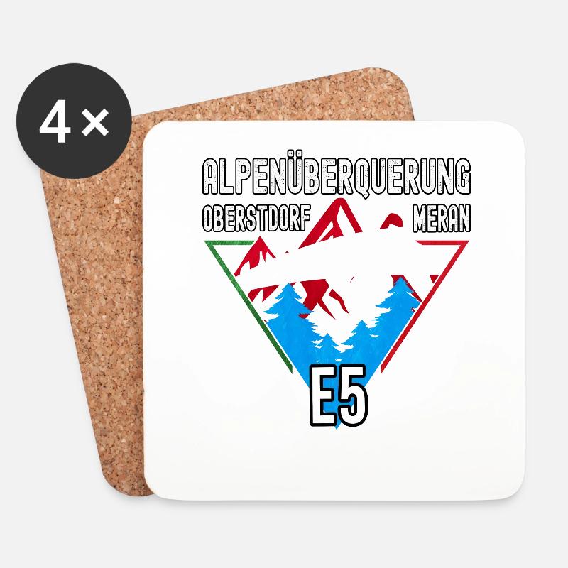 Alpenüberquerung Obertdorf Meran Route E5 - Untersetzer (4er-Set) - Weiß