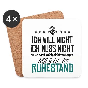 Rentner Rentner Ich Will Nicht Ich Muss Nicht Ich - Untersetzer (4er-Set) - Weiß - Vorne