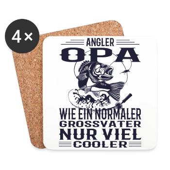 Lustiger Angeln und Opa viel cooler Angler Fischer - Untersetzer (4er-Set) - Weiß - Vorne