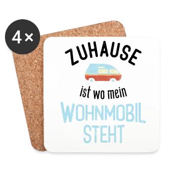Wohnwagen/Wohnmobil Zuhause Ist Wo Mein Wohnmobil - Untersetzer (4er-Set) - Weiß - Vorne