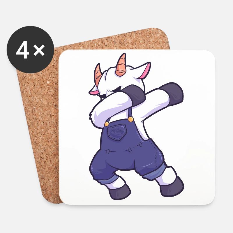dab dabbing Ziege Ziegenbock Goat Bauernhof - Untersetzer (4er-Set) - Weiß
