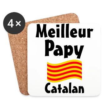 Meilleur Papy Catalan noir - Dessous de verre (lot de 4) - blanc - Devant