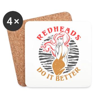Les rousses drôles le font mieux REDHEAD Ginger Red Hai - Dessous de verre (lot de 4) - blanc - Devant
