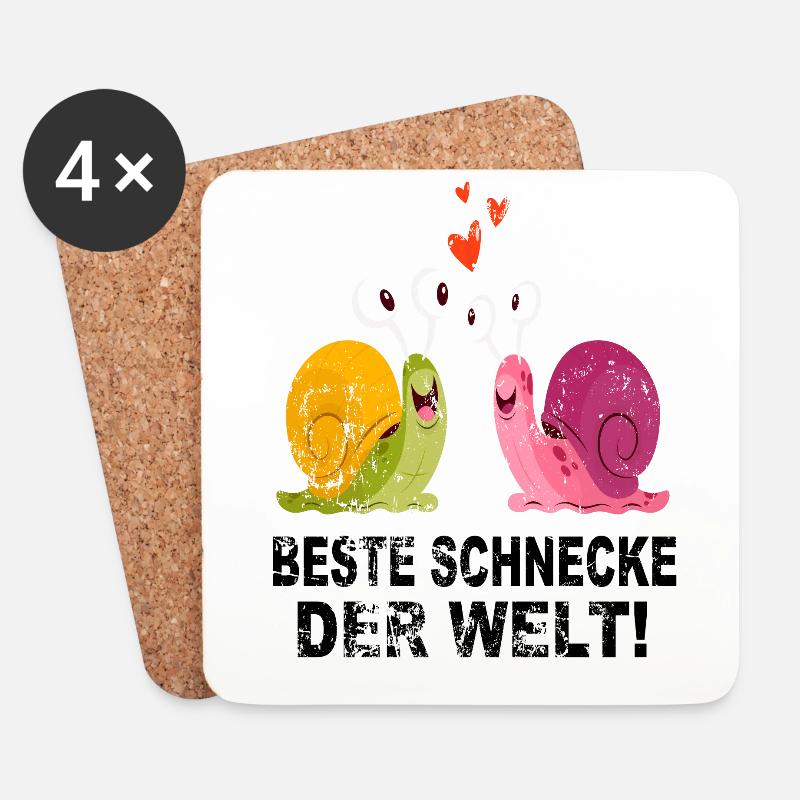 Schnecke Schneckenhaus Liebe Freunde Geschenk - Untersetzer (4er-Set) - Weiß