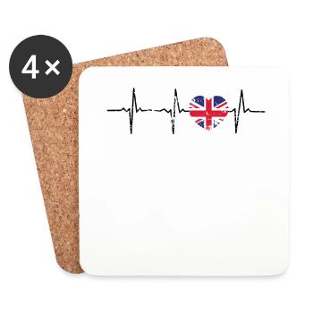 Heartbeat United Kingdom England Gift - Coasters (set of 4) - white - Front