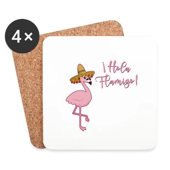 Flamingo Hola Flamigo Ti Aime Le Doux Oiseau Rose - Dessous de verre (lot de 4) - blanc - Devant