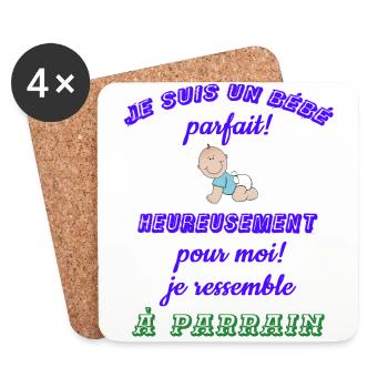 Je suis un bébé parfait (parrain) - Dessous de verre (lot de 4) - blanc - Devant