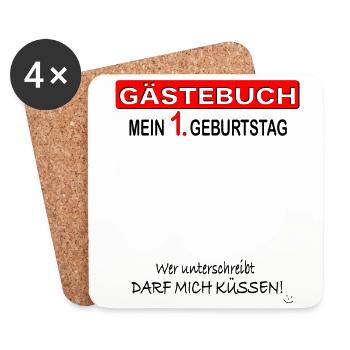 1. Geburtstag Süßes Geschenkidee zum 1. Jahrestag - Untersetzer (4er-Set) - Weiß - Vorne