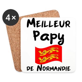 Meilleur Papy de Normandie - Dessous de verre (lot de 4) - blanc - Devant
