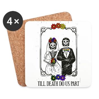 Jusqu'à ce que la mort nous sépare Couple de mariage lesbien LGBT - Dessous de verre (lot de 4) - blanc - Devant