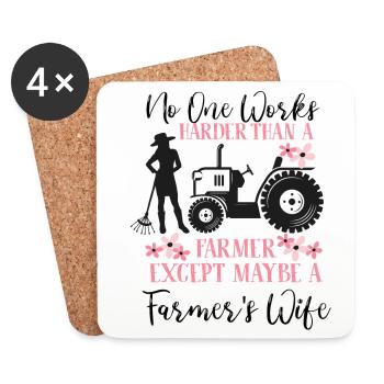No One Works Harder Than A Farmers Wife Life Agric - Untersetzer (4er-Set) - Weiß - Vorne