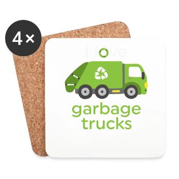Funny I Love Garbage Trucks Gift - Untersetzer (4er-Set) - Weiß - Vorne