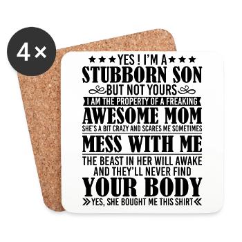 Yes I'm A Stubborn Son Of A Freaking Awesome Mom - Coasters (set of 4) - white - Front