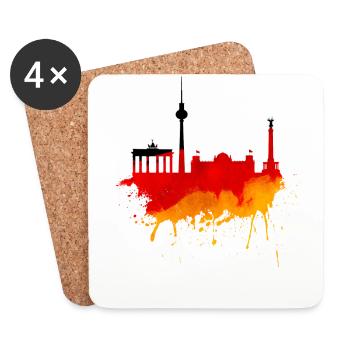 Berlin Skyline Germany Flag German Flag - Coasters (set of 4) - white - Front