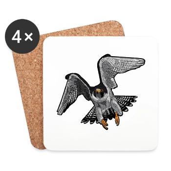 Falknerei Greifvogel Geschenk für Falken Freunde - Untersetzer (4er-Set) - Weiß - Vorne