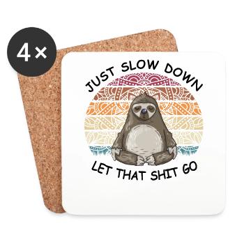 Yoga Faultier Spruch Mandala Buddha Geschenk Idee - Untersetzer (4er-Set) - Weiß - Vorne