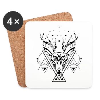 Cerf animal de puissance - Dessous de verre (lot de 4) - blanc - Devant