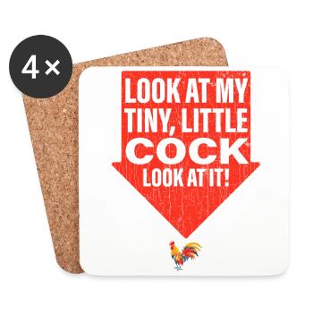 Humour adulte drôle regarde ma petite bite - Dessous de verre (lot de 4) - blanc - Devant