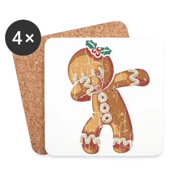 Dabbing Ginger Bread Graphic Gifts Christmas - Untersetzer (4er-Set) - Weiß - Vorne