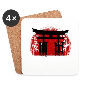 Japanese Torii Japan Samurai - Coasters (set of 4) - white - Front