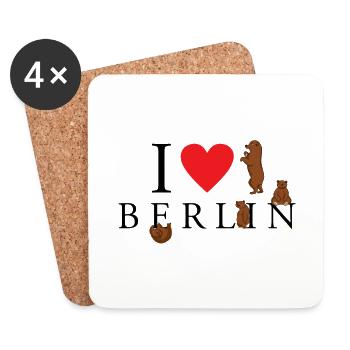 Berlin Bär I Love Berlin Weihnachten Silvester - Untersetzer (4er-Set) - Weiß - Vorne