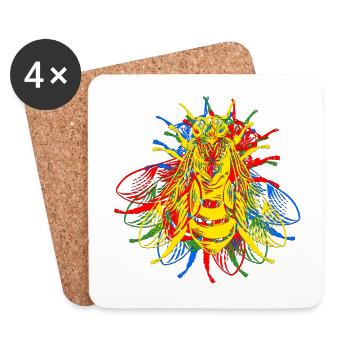 Rétro coloré je vole - Dessous de verre (lot de 4) - blanc - Devant
