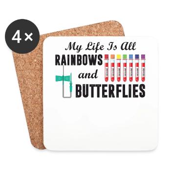 My Life Is All Rainbows & Butterflies Phlebotomist - Untersetzer (4er-Set) - Weiß - Vorne