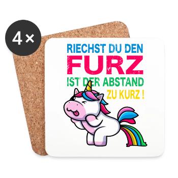 Buntes pupsen Einhorn Furz furzen Meme Geschenk - Untersetzer (4er-Set) - Weiß - Vorne