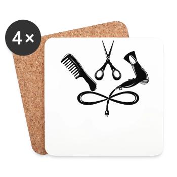 Hairdresser hairdressers salon comb, scissors, hair dryer - Coasters (set of 4) - white - Front