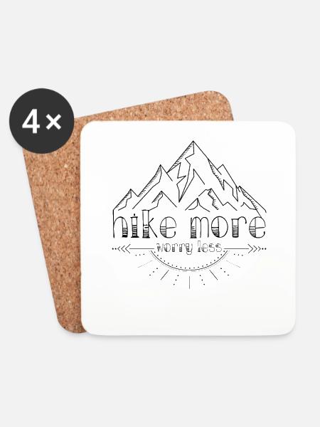Hike More worry less - Untersetzer (4er-Set) - Weiß